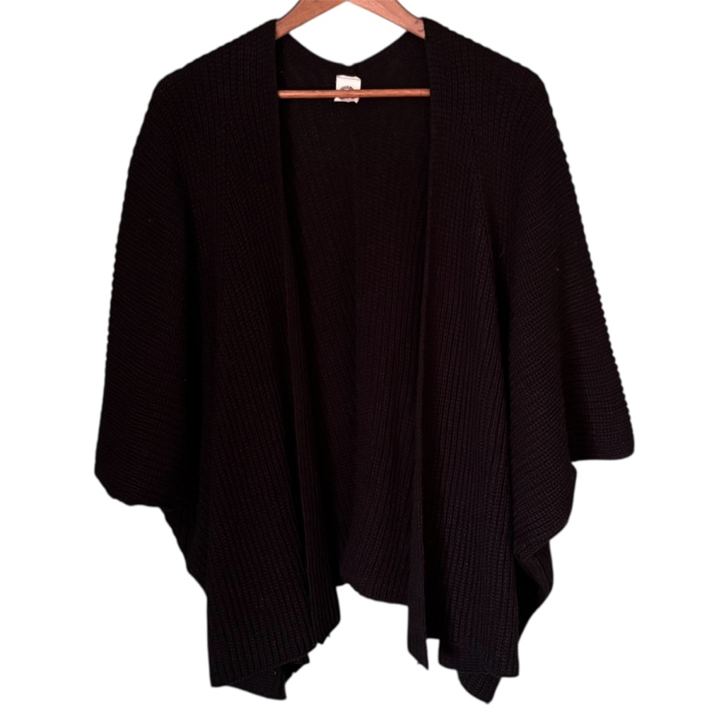 Akemi + Kin Anthropologie Black Knit Open Front Shawl Cardigan OS